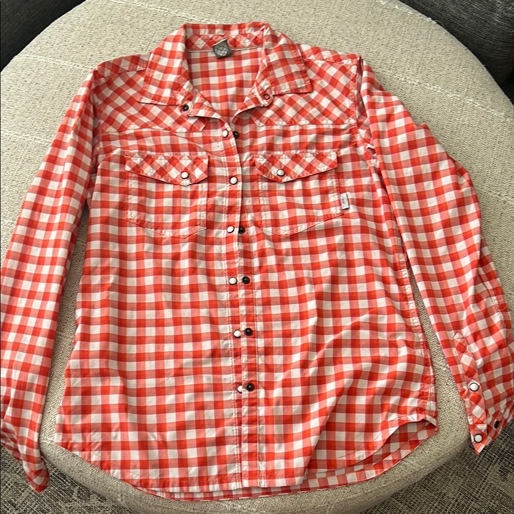 Red and White Checkered Button-Up Shirt